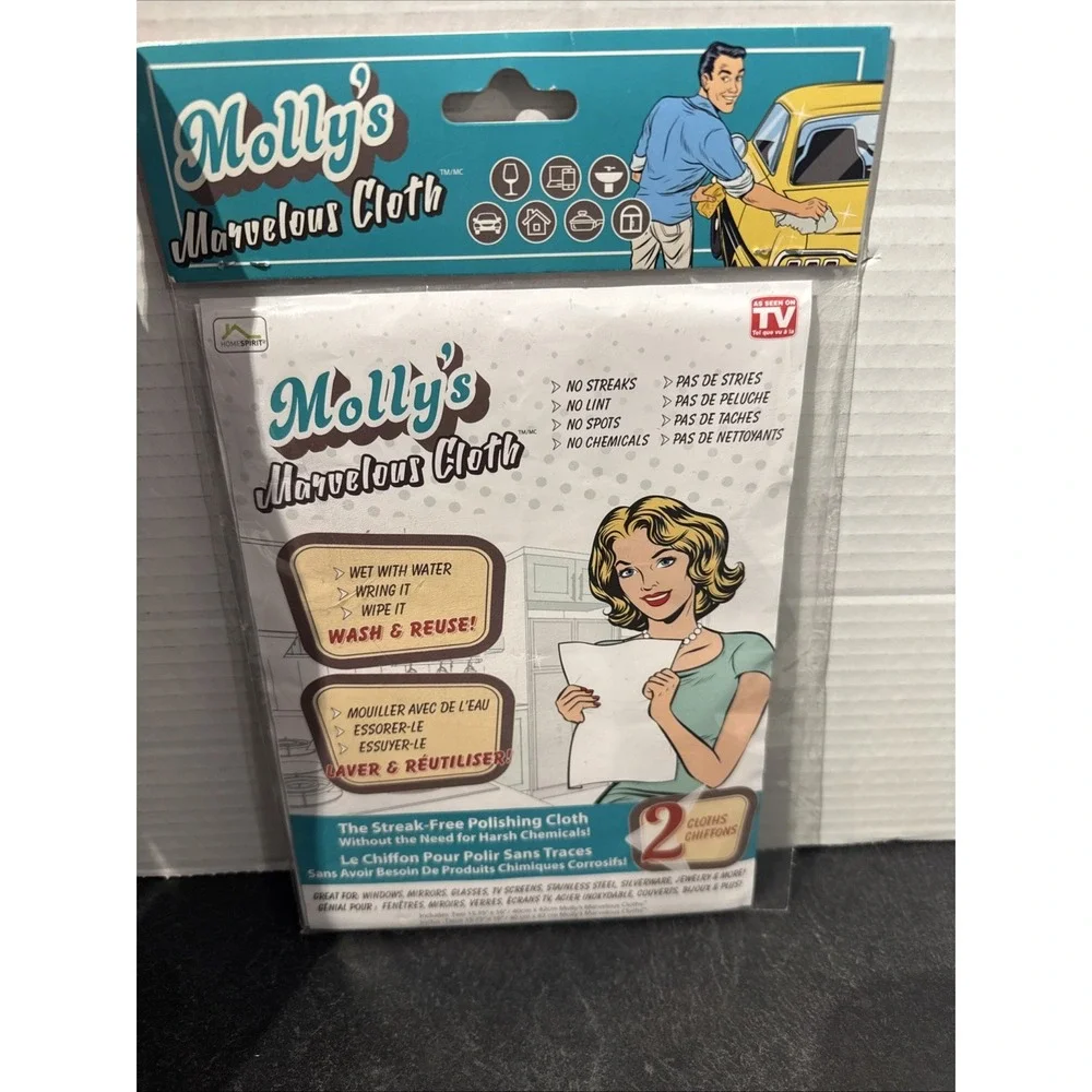Molly's Marvelous Cloth Streak-Free, Lint-Free Microfiber Cleaning Cloth 2pk